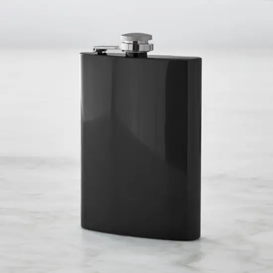 8oz Black Hip Flask (Stainless steel) {1}