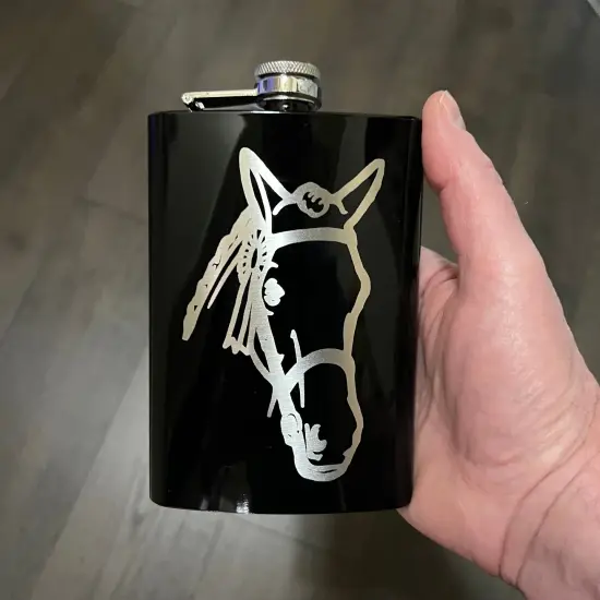 8oz Horse BLACK Flask {3}