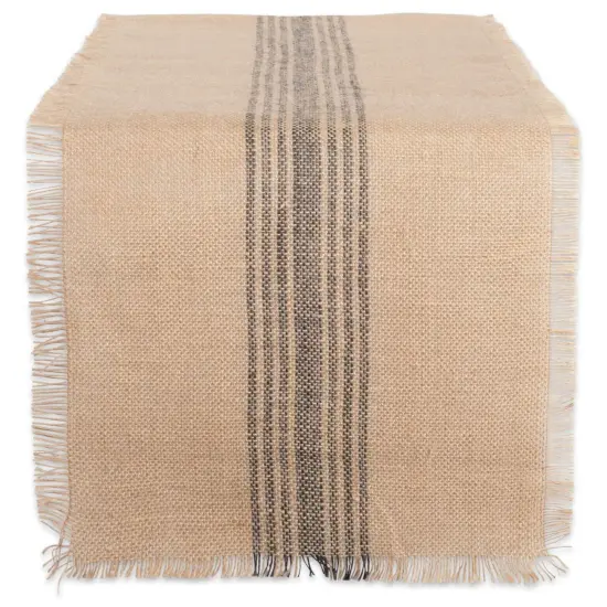 DII Mineral Middle Stripe Burlap Table Runner {1}