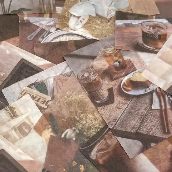 Wrapables Aesthetic Scrapbooking Washi Stickers, for DIY Arts & Crafts, Diary, Stationery, Card Making, Collages, Decals (70 pcs) Vintage Brown {3}