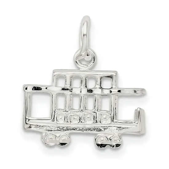 Sterling Silver Trolley Charm Jewelry San Francisco 14mm x 18mm {5}