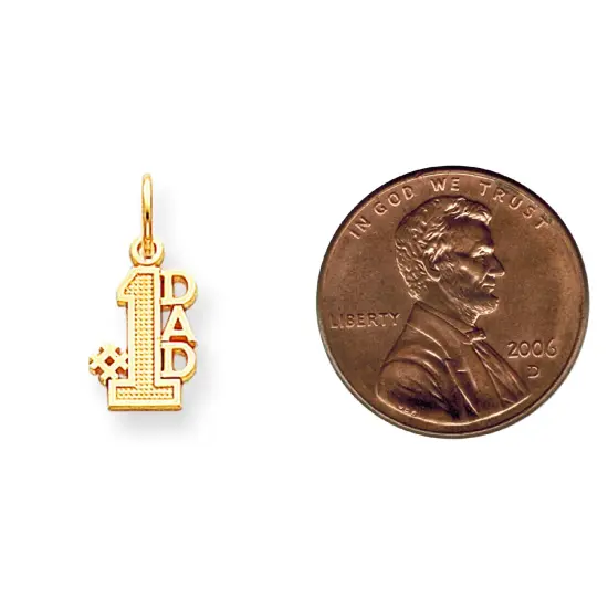 Dad Charm 10K Yellow Gold #1 Dad Charm Father Daddy Pendant 15 X 17mm Jewerly {2}