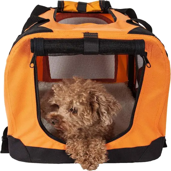 Pet Life Folding Zippered 360&deg; Vista View House Pet Crate Orange-L {2}