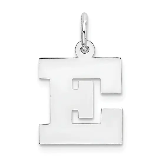 Sterling Silver Medium Block Initial Letter E Charm Jewerly 19mm x 12mm {1}