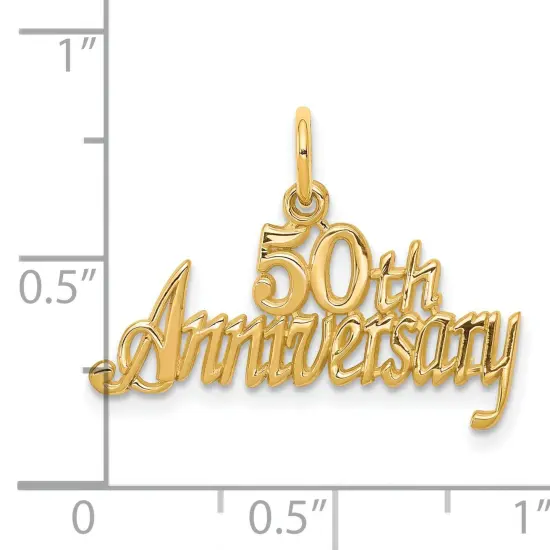 10K Yellow Gold 50th Anniversary Charm Love Pendant Jewerly 25mm x 26mm {4}