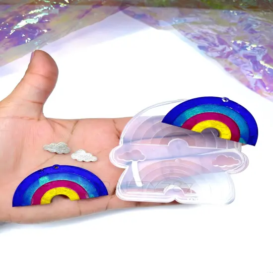 Rainbow Dangle Layered + Cloud Stud Earring Silicone Mold (C10) {1}