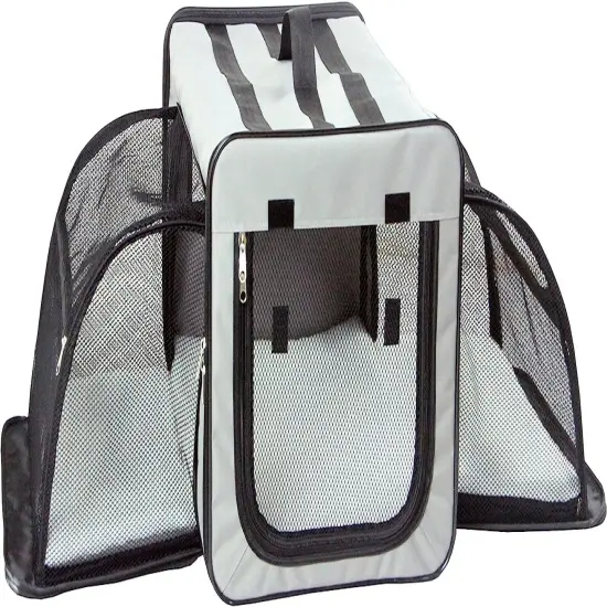 Pet Life Capacious Dual-Expandable Wire Folding Lightweight Collapsible Travel Dog Crate Khaki-XS {3}