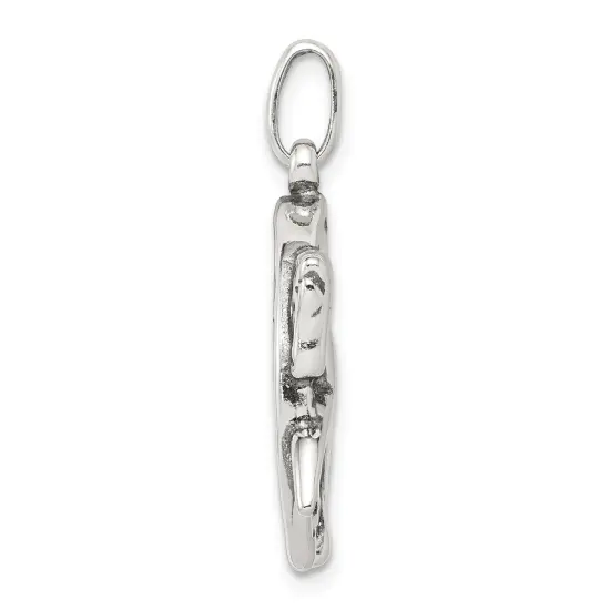 Sterling Silver Antiqued Horse in Horshoe Charm Pendant Jewerly 24mm x 24mm {4}