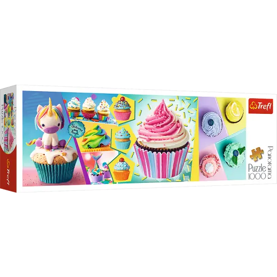 Panorama 1000 Piece Jigsaw Puzzles, Colorful Cupcakes, Puzzle of Sweets and Unicorn Cupcake, Adult Puzzles, Trefl 29045 {1}