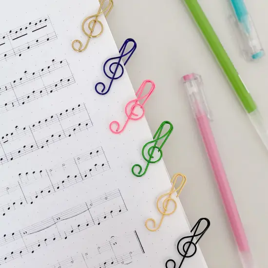Wrapables Paper Clips Bookmarks for Office Home School (Set of 50) Treble Clef {3}