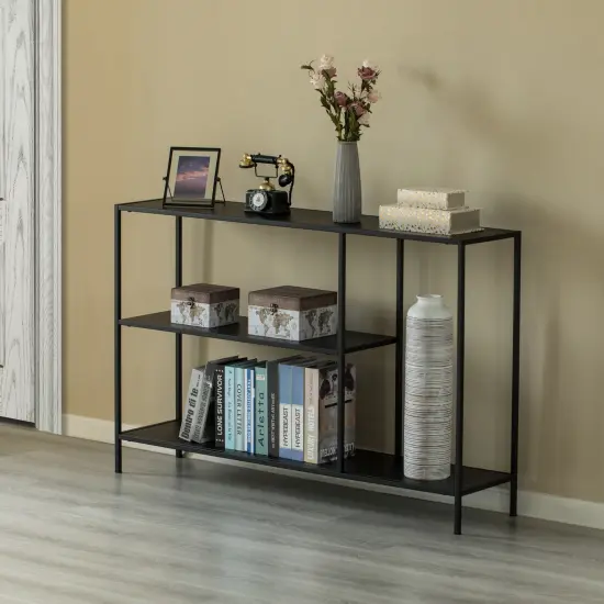Modern Display Metal Console Table with Open Shelfs, for Dining, Entryway and Hallway, Black {3}