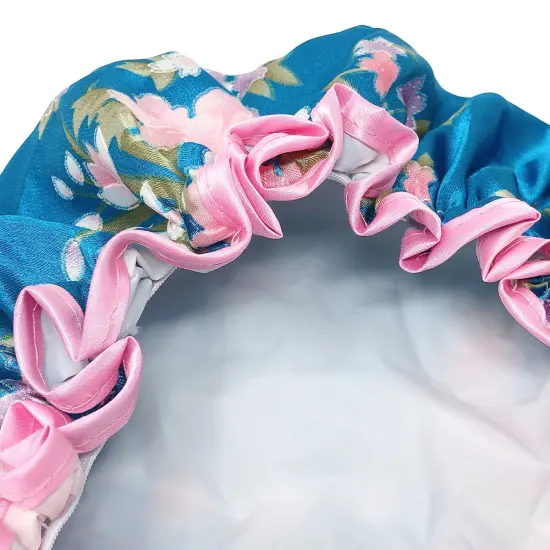 Wrapables Reusable Women's Waterproof Shower Caps for Long Hair Carnations {4}