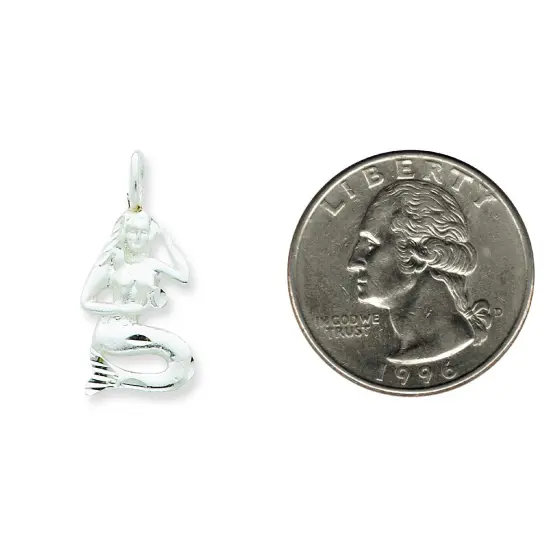 Sterling Silver Mermaid Charm Pendant FindingKing Jewerly 20mm x 12mm {2}