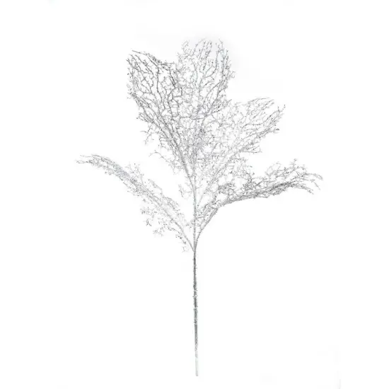 30" Silver Glitter Coral Fern Spray - Set of 24, Elegant Holiday Accents, Ideal for Christmas Decor & Floral Arrangements - Perfect for Home, Office - 2024 Christmas Collection, Floral Home by Artificial Flowers {1}