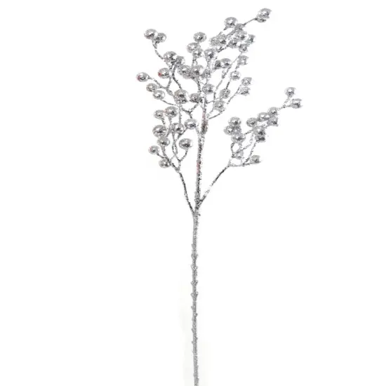 26" Silver Glitter Ball Spray - Set of 20, Sparkling Holiday Accents, Ideal for Christmas Decor & Floral Arrangements - Perfect for Home, Office - 2024 Christmas Collection, Floral Home by Artificial Flowers {1}