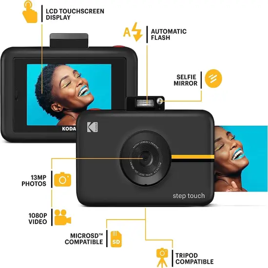 Kodak Step Touch 13MP Digital Instant Print Camera with 3.5" LCD Touchscreen, ZINK Technology & 1080p HD Video White {8}