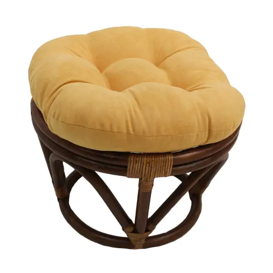 18-inch Round Solid Micro Suede Tufted Footstool Cushion - Lemon {1}