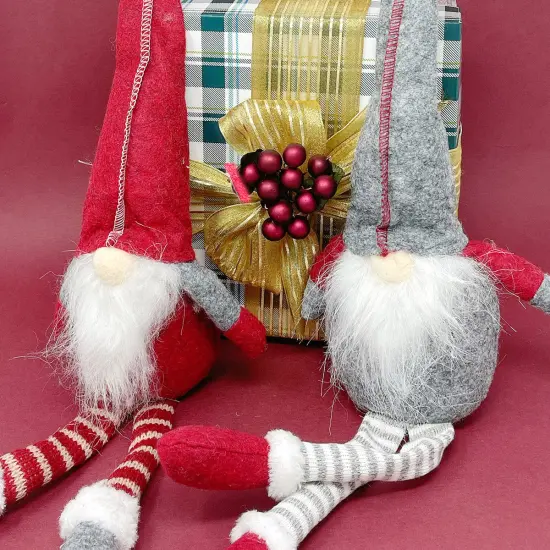 Wrapables Long-Legged Gnome Plush Dolls, Winter and Holiday Tabletop Decorations (Set of 2) {5}