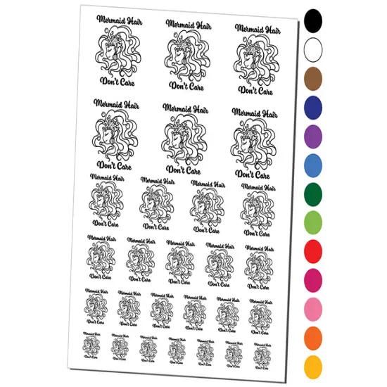 Mermaid Hair Don't Care Temporary Tattoo Water Resistant Fake Body Art Set Collection White {1}
