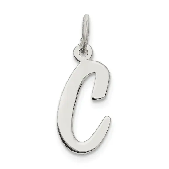 Sterling Silver Medium Script Initial Letter C Charm Jewerly 18mm x 8mm {1}