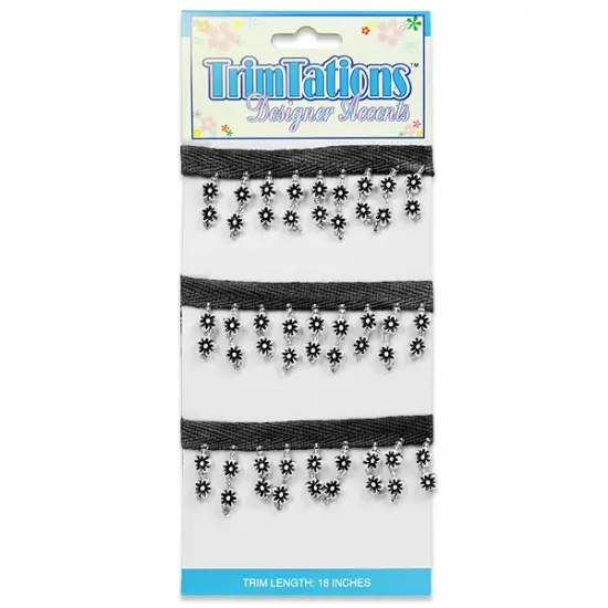 5 Yards of Daisy Beaded Fringe Trim - 1 1/4 inch wide Black {3}