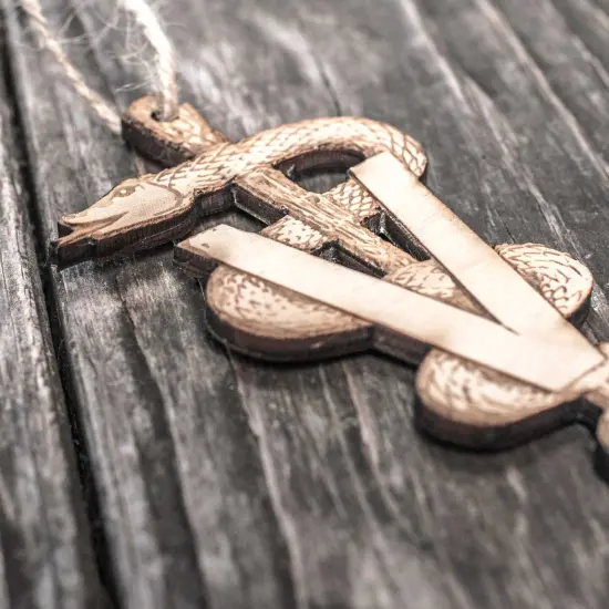Ornament - Veterinarian Caduceus - Raw Wood 3x5in {5}