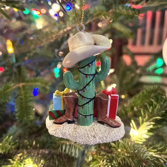 Tree Buddees Cactus Christmas Tree with Cowboy Boots Cowboy Hats and Presents Ornament {6}