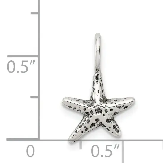 Sterling Silver Antiqued Starfish Pendant Charm Jewelry 16 X 11mm {4}