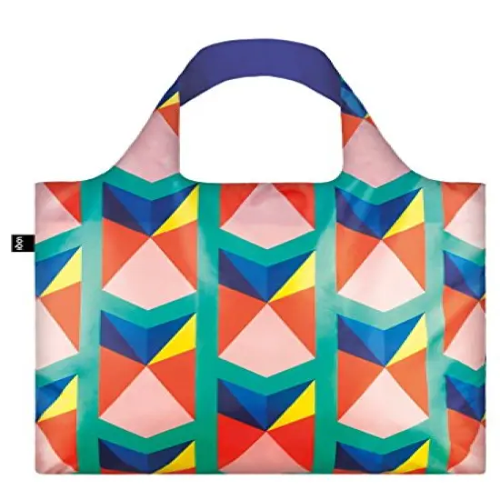 LOQI Geometric 2 Triangles Reusable Shopping Bag, Multicolor {1}