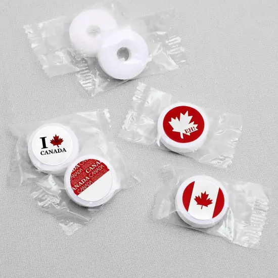 Big Dot of Happiness Canada Day Party Round Candy Sticker Favors - Labels Fits Chocolate Candy (1 sheet of 108) {4}