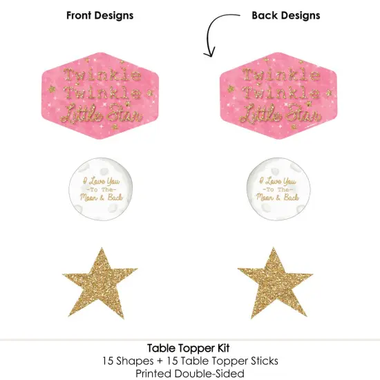 Big Dot of Happiness Pink Twinkle Twinkle Little Star - Baby Shower or Birthday Party Centerpiece Sticks - Table Toppers - Set of 15 {6}