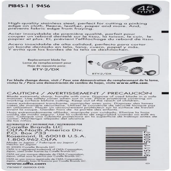 OLFA Decorative Rotary Blade 45mm-Pinking {2}