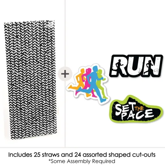 Big Dot of Happiness Set The Pace - Running - Paper Straw Decor - Track, Cross Country or Marathon Party Striped Decorative Straws - Set of 24 {3}