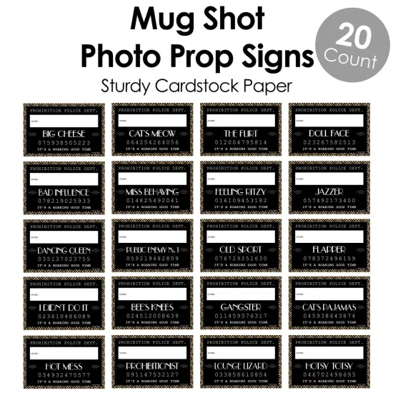 Big Dot of Happiness Roaring 20's - Party Mug Shots - Photo Booth Props 1920s Art Deco Jazz Party Mugshot Signs - 20 Count {6}