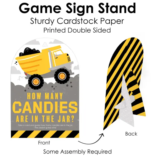 Big Dot of Happiness Dig It - Construction Party Zone - How Many Candies Baby Shower or Birthday Party Game - 1 Stand and 40 Cards Candy Guessing Game {6}