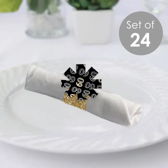 Big Dot of Happiness Adult 60th Birthday - Gold - Birthday Party Paper Napkin Holder - Napkin Rings - Set of 24 {3}