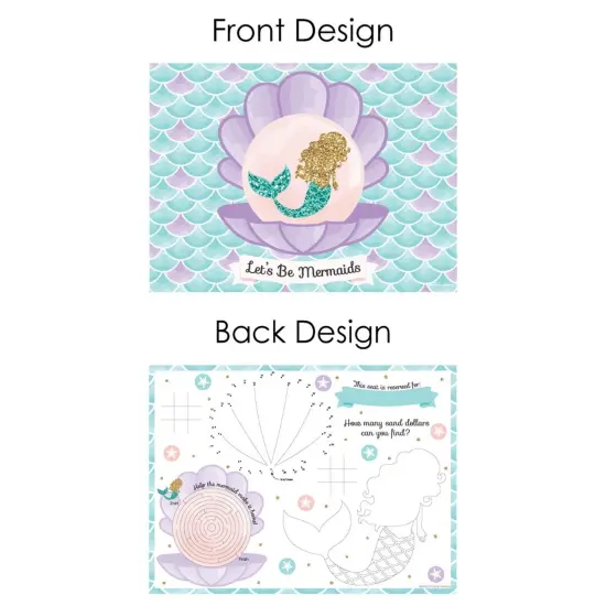 Big Dot of Happiness Let's Be Mermaids - Paper Birthday Party Coloring Sheets - Activity Placemats - Set of 16 {7}