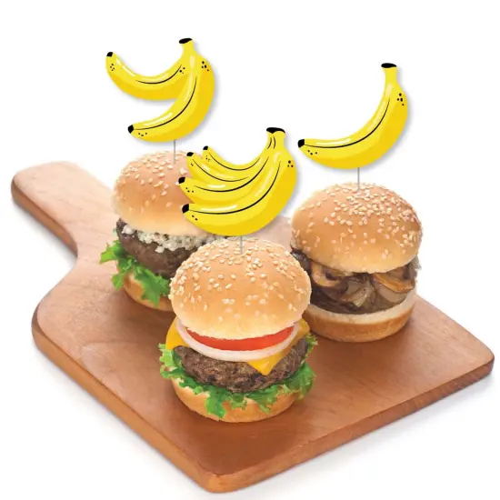 Big Dot of Happiness Let's Go Bananas - Dessert Cupcake Toppers - Tropical Party Clear Treat Picks - Set of 24 {4}