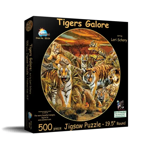 Sunsout Tigers Galore 500 pc Round Jigsaw Puzzle 35124 {3}