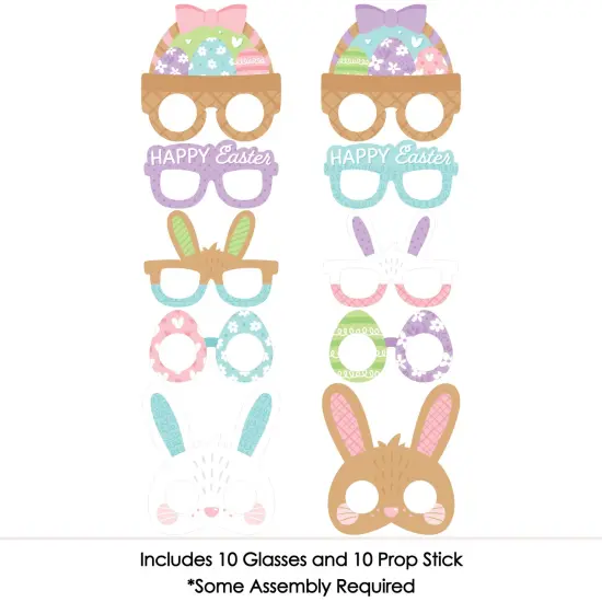 Big Dot of Happiness Spring Easter Bunny Glasses and Masks - Paper Card Stock Happy Easter Party Photo Booth Props Kit - 10 Count {4}