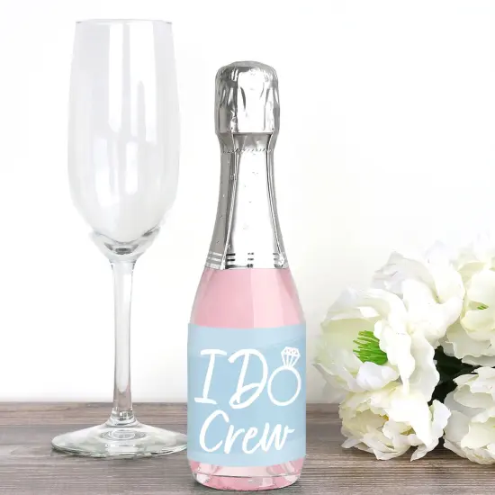 Big Dot of Happiness Dusty Blue Elegantly Simple - Mini Wine & Champagne Bottle Label Stickers - Wedding or Bridal Shower Guest Party Favor Gift 16 Ct {3}