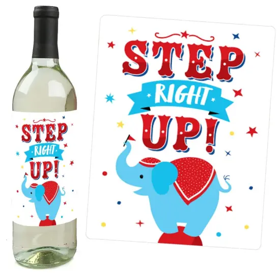 Big Dot of Happiness Carnival - Step Right Up Circus - Carnival Themed Party Decorations for Women and Men - Wine Bottle Label Stickers - Set of 4 {6}