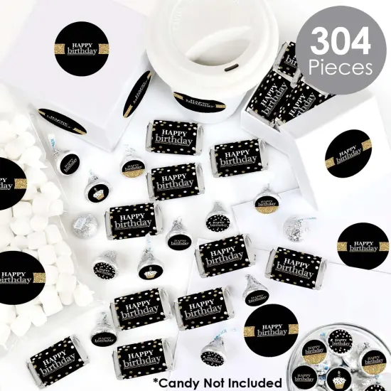 Big Dot of Happiness Adult Happy Birthday - Gold - Birthday Party Candy Favor Sticker Kit - 304 Pieces {3}