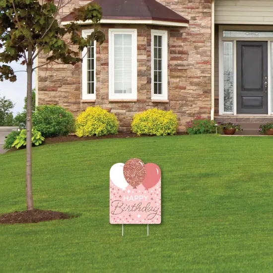 Big Dot of Happiness Pink Rose Gold Birthday - Outdoor Lawn Sign - Happy Birthday Party Yard Sign - 1 Piece {4}