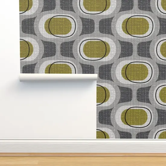 Peel & Stick Wallpaper 2FT Wide Mid Century Modern Retro Inspired Atomic Era 1950S 1960S Look Large Scale Texture Midcentury Neutrals Artistic Mid Farmhouse Custom Removable Wallpaper by Spoonflower {2}