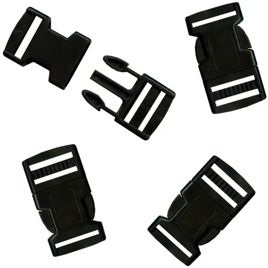 Pepperell Parachute Cord Bracelet Buckles 20mm 4/Pkg-Black {1}