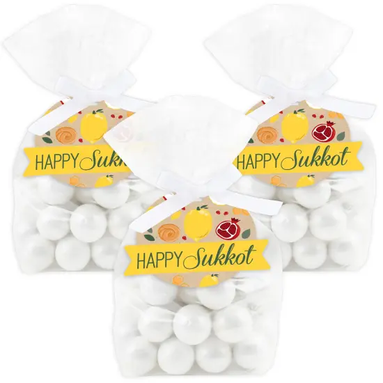 Big Dot of Happiness Sukkot - Sukkah Holiday Clear Goodie Favor Bags - Treat Bags With Tags - Set of 12 {1}