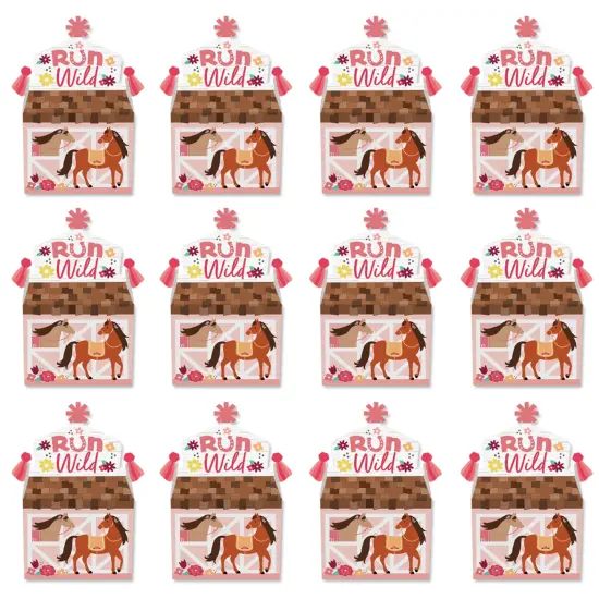 Big Dot of Happiness Run Wild Horses - Treat Box Party Favors - Pony Birthday Party Goodie Gable Boxes - Set of 12 {6}