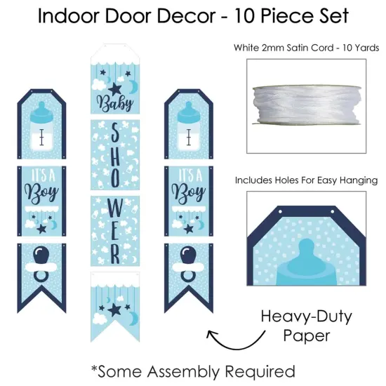Big Dot of Happiness It's a Boy - Hanging Vertical Paper Door Banners - Blue Baby Shower Wall Decoration Kit - Indoor Door Decor {6}