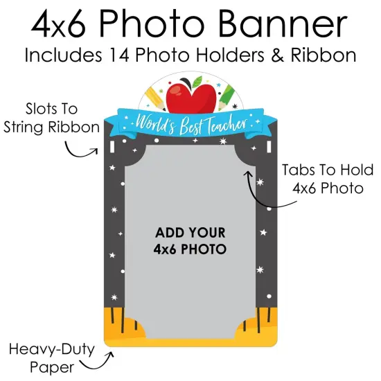 Big Dot of Happiness Teacher Retirement - DIY Happy Retirement Party Decor - Picture Display - Photo Banner {7}